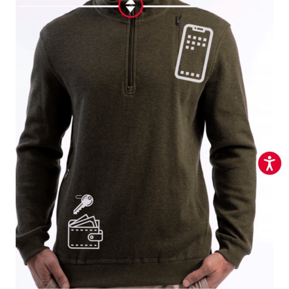 SCOTTeVEST The Weekender Pullover Quarter Zip Sweater Green Men’s‎ Medium